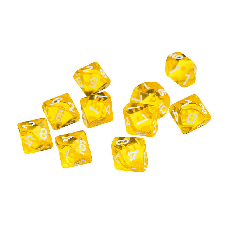 20 Pieces Clear D10 Dice 10 Sided Dice for D&D RPG MTG Accessories Orange&Yellow