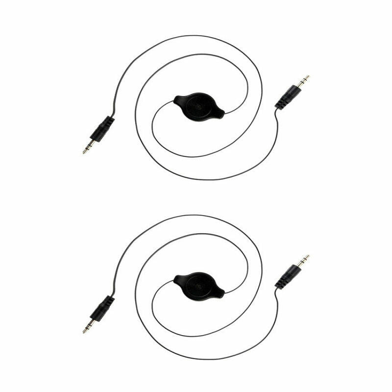 2PCS Black Telescopic 3.5mm AUX Car Audio Cable Right Angle 3.5MM Male To Female