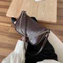 Crocodile Leather Women Handbags Shoulder Ladies Totes Bags (Chain Coffee)