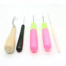 Set of 5 Different Size Bent Latch Hook Crochet Needle Hook, 1 Pieces Woode