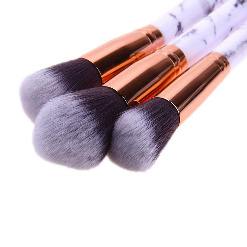 10pcs Marble Makeup Cosmetic Powder Foundation Eyeshadow Lip Brushes Set K1B