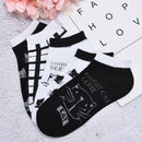 Women Black and white cat Comfo rtable Cotton Sock Slippers Short Ankle Socks JR