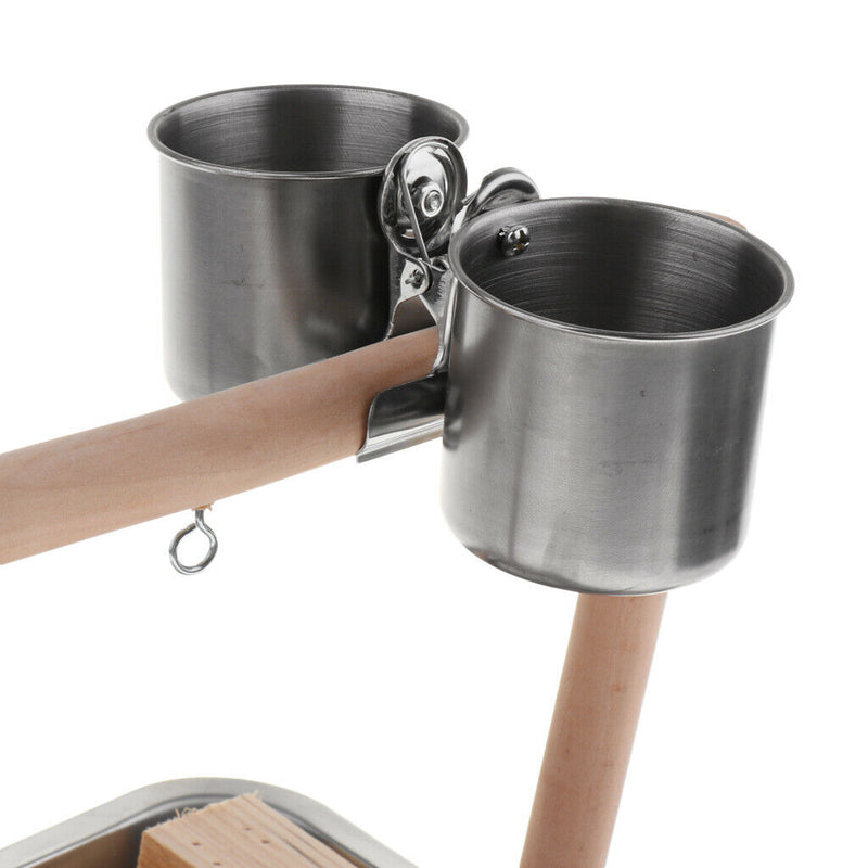 Stainless Steel Wood Parrot Activity Perch Stand