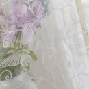 Flocking Butterfly Transparent Curtain Window Tulle Splitter White 100 x 20 T4M7