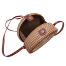 Round Rattan Crossbody Bag,Straw Boho Bag For Women Purse Handmade Clutch W
