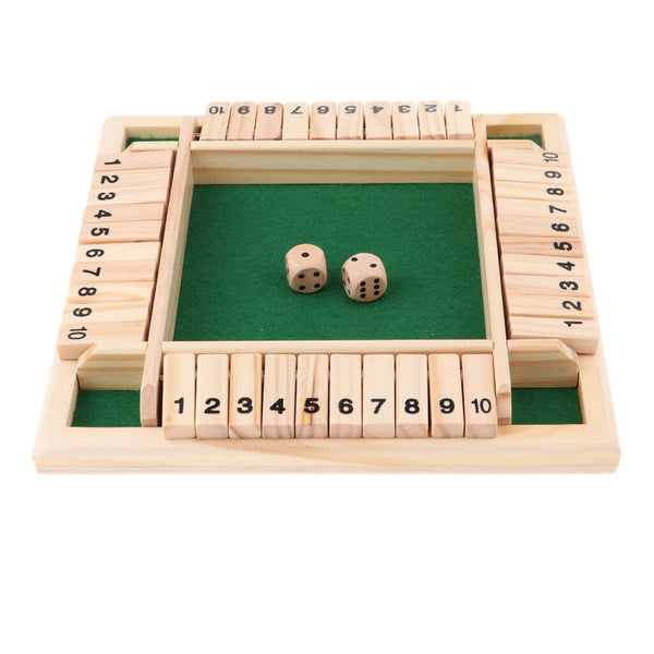 Family Board Game Shut the Box Game 4 Sided 10 Number Wooden Board Game