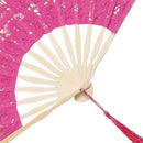 Lace Folding Handheld Fan Embroidered Bridal Hand Fan with Bamboo Staves fo H4N8