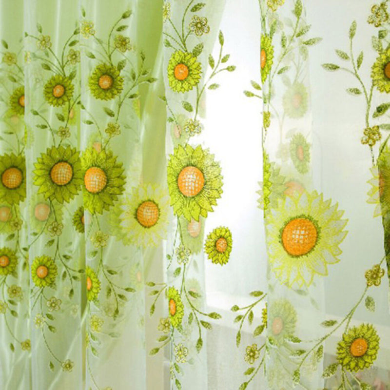 1 X Room Sunflower Pattern Voile Window Curtains Sheer Panel Drape Curtain OZ