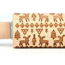 Christmas Embossing Rolling Pin Elk Pattern Baking Cookies Biscuit Roller