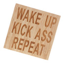 Rustic Wake Up Kick Ass Repeat Inspirational Wooden Sign Art Home Room Decor
