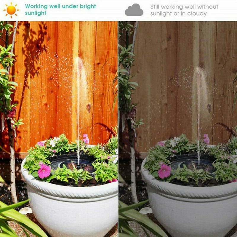 Bird Bath Fountain Solar Powered Water Pump Floating Black Outdoor Pond Garden