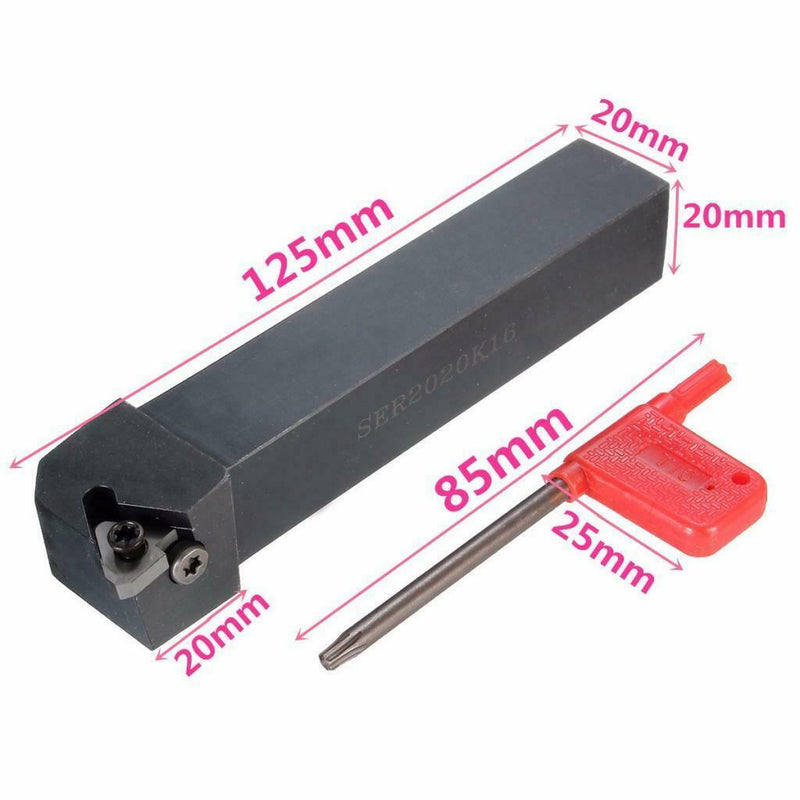 Metal SER2020K16 Lathe Turning Holder + 10x 16ER AG60 Inserts With Wrench