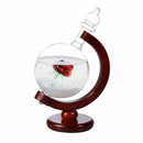 Beautiful Weather Forecast Crystal Storm Glass Wooden Base Globe Shape Desk