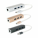 Type-C to 3-Port USB3.0 HUB 100Mpbs Fast Ethernet Lan Adapter Cable f. OS X