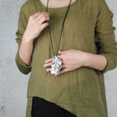 Fashion Jewelry Large Leaf Design Pendant Necklace Long Chain Women Charm