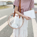 Summer Beach Round Transparent Women Handbag Tote Shopping Bags (Brown)