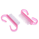 10pcs Nail Cleaning Brushes Pink Plastic Handle Dust Remover Manicure Tools A