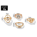 4pcs Crystal Rhinestone Women Geometric Finger Ring Jewelry Wedding Gifts
