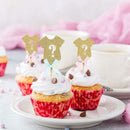 Golden Glitter Gender Reveal Cupcake Toppers, Gender Reveal Baby Shower Par Y4P3