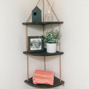 Swing Rope Floating Shelf 3 Tier Hanging Rope Shelf Wood Wall Floating Shelves