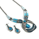 Crystal Choker Luxury Chunky Jewelry Statement Pendant Bib Necklace Earrings Set
