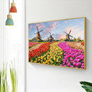 5D DIY Picture Kit Windmill Flower Field Full Round Drill Diamond Painting