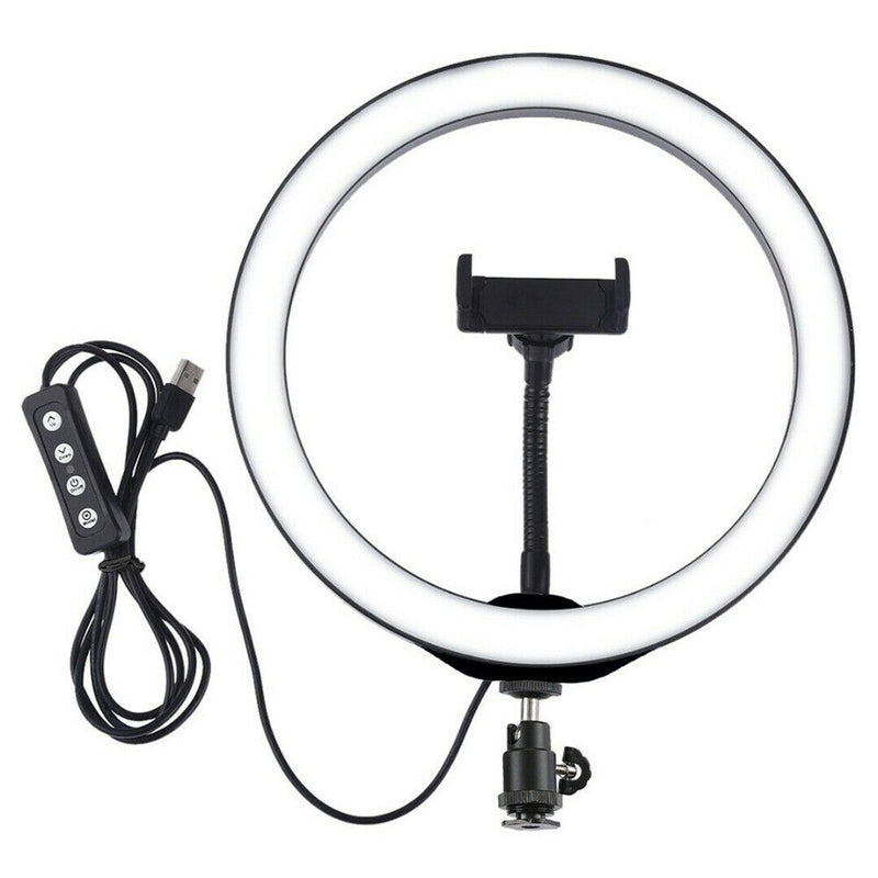 LED Ring Light Lamp Selfie Camera Phone Studio Tripod Stand Video Dimmable bs
