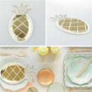 8x Golden Foil Disposable Pineapple Paper Plates Wedding Birthday Party Decor ME