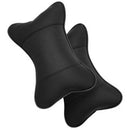 2pcs PU Leather Car Neck Pillow All Season Auto Neck Rest Universal (Black)