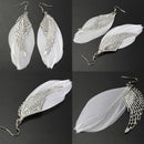 Beauty Fashion Jewelry Alloy Ear Stud White Feather Wing Dangle Earring Lady Pro