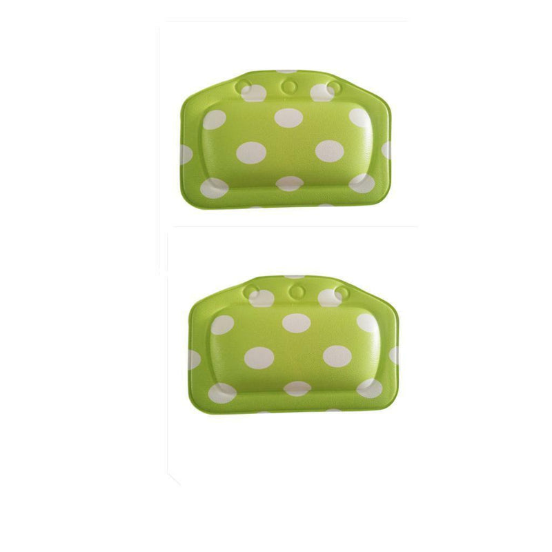 Bath Pillow Cushion Neckrest Back Support Comfort Bathtub Green Dots 2pcs