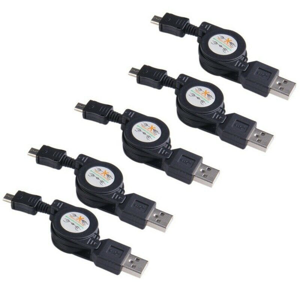 Lot 5 times Micro-USB retractable synchronous load cable black D5N1