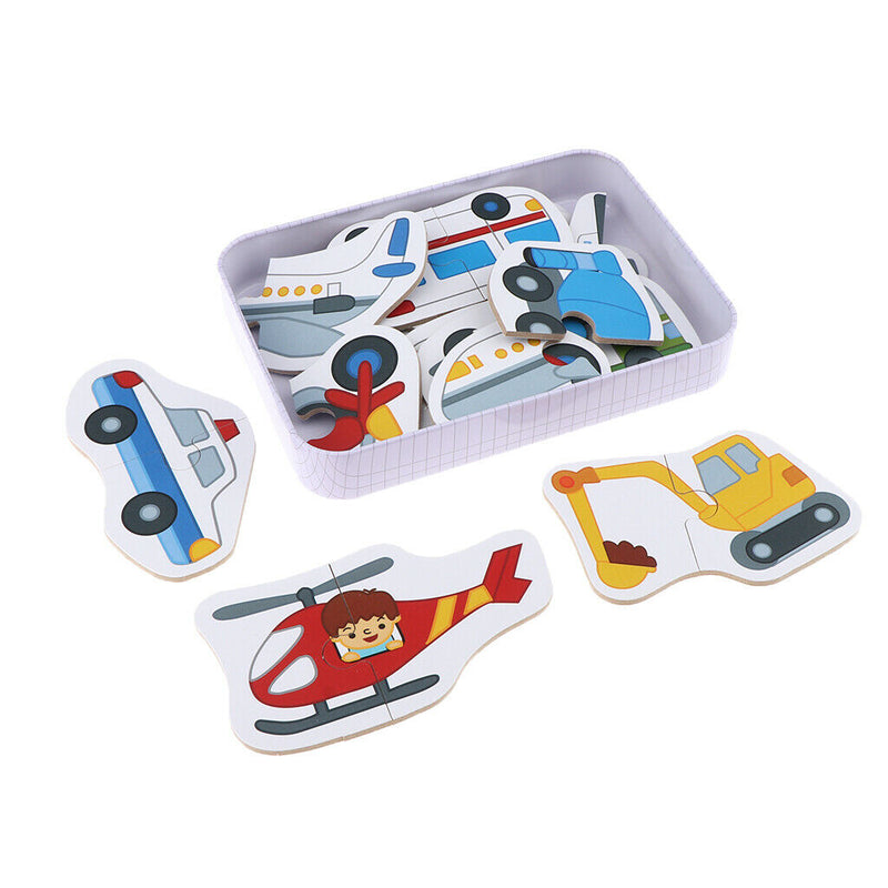 Wooden Blocks Puzzle Jigsaw Preschool Toys for Toddlers Kids Vehicle