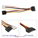 15Pin SATA Male to 4Pin IDE Molex Female + SATA Female Power Cable
