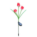 3 Heads Solar Power LED Simulation Tulip Light Garden Landscape Lamp (Red) A