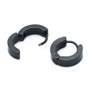 5X(Pair Men's Hoop Huggie Earrings Titanium Steel 4mm x 9mm Black W2H9)