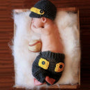 Newborn Baby Crochet Photo Props 3pcs Clothes Hat Bowtie Suspender Pants