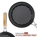 Round Bakeware Foldable Grill Pan Barbecue Home Kitchen Picnic Tray Fry Pan