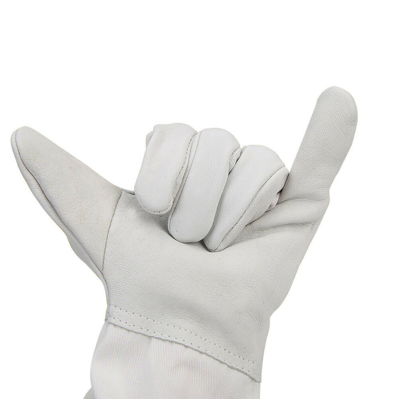 1 Pair Beekeeper Gloves Cotton Leather Apiculture Anti Bee Sleeves (White) A