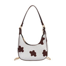 Flower Pattern PU Leather Shoulder Bag Women Chain Hobos Tote Handbag (L)