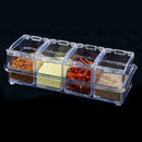 Kitchen Storage Box 4 Grids Separable Transparent Sugar Spice Salt Jar Sale Z2Y7