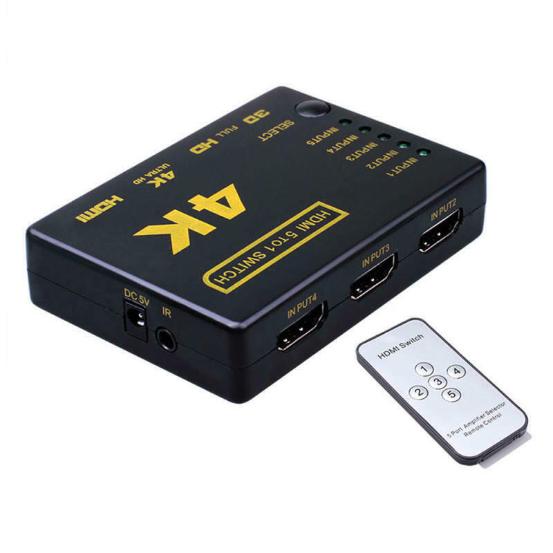 5 Port HDMI Splitter Switch Selector Switcher Hub IR Remote 1080p For HDTV