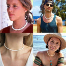 Geometric Irregular Shell Necklace Women Handmade Choker Jewelry (White) A