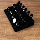 Black Wood, flannel 18 Finger Ring Display Showcase Organizer Holder Jewelr N7X6