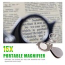 Portable 15X Folding Key Ring Magnifier Key Chain Magnifying Glass Loupe Tool