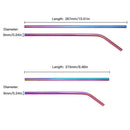 12X Stainless Steel Straws Rainbow Color Reusable Bent Straight Straw W/ Brush