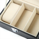 3 Grids Black Leather Watch Box Jewelry Display Box Transparent Skylighty W