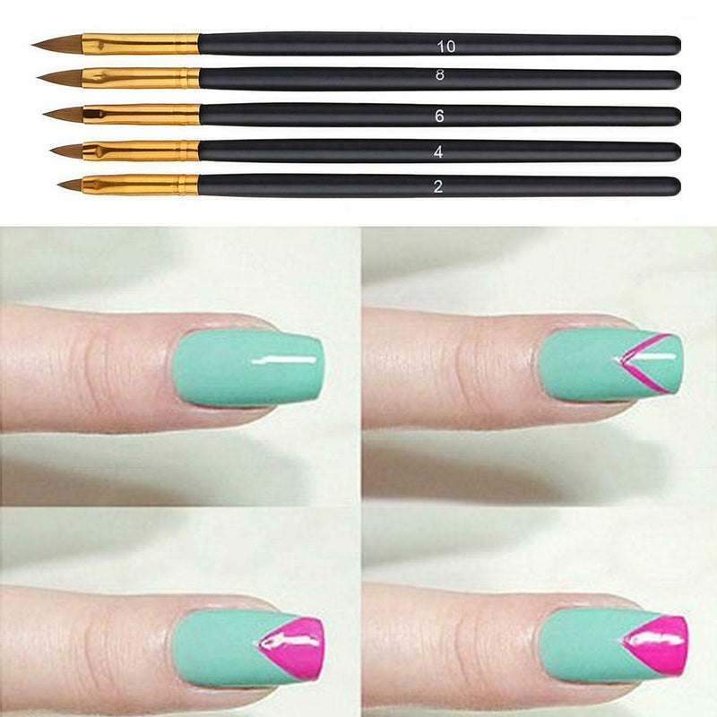 5pcs Nail Art UV Gel Brushes Kits Painting Drawing Carving Manicure Pens A