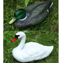 2x Lifesize Swan&Duck Decoy Pond Decoration Plastic Floating Ornamental Bird