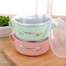 Cartoon Kids Stainless Steel Bowl Spoon Baby Infant Food Feeding Tableware
